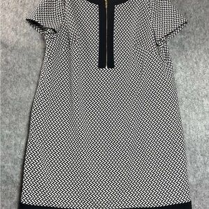 Tahari Monochrome Patterned Midi Dress Womens Plus 20W Classic Office